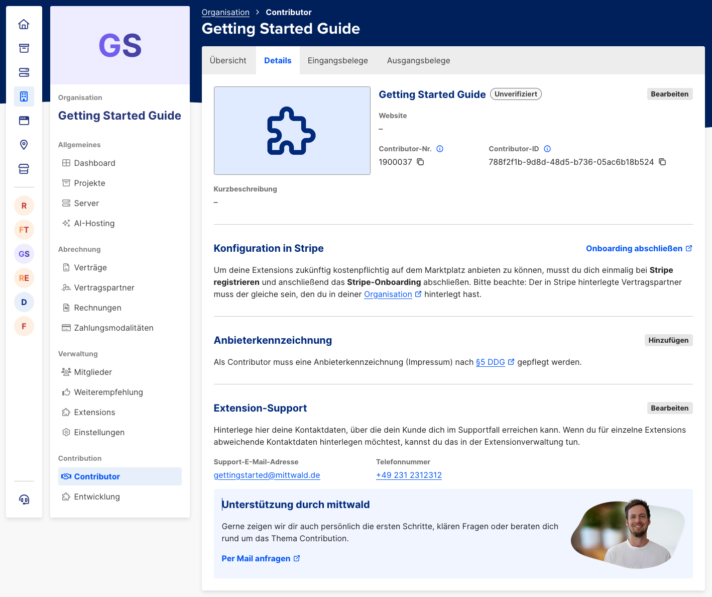 Maintain contributor details