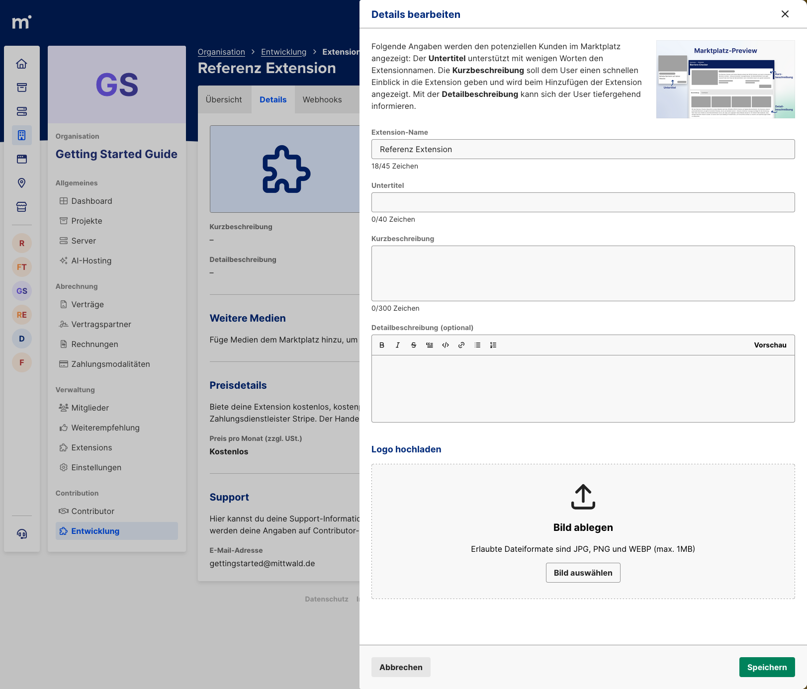 Maintain Extension details