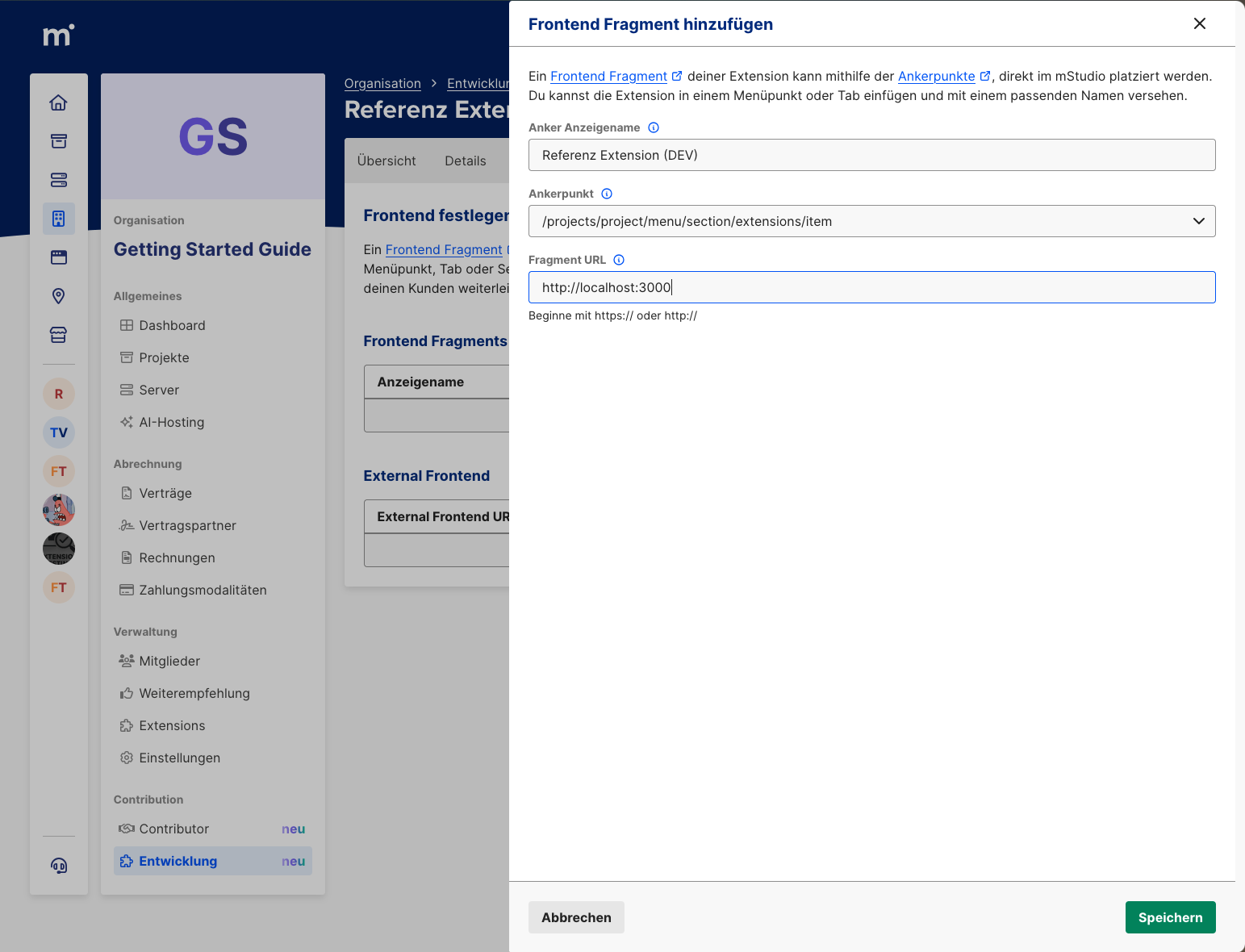 Configure Frontend Fragment