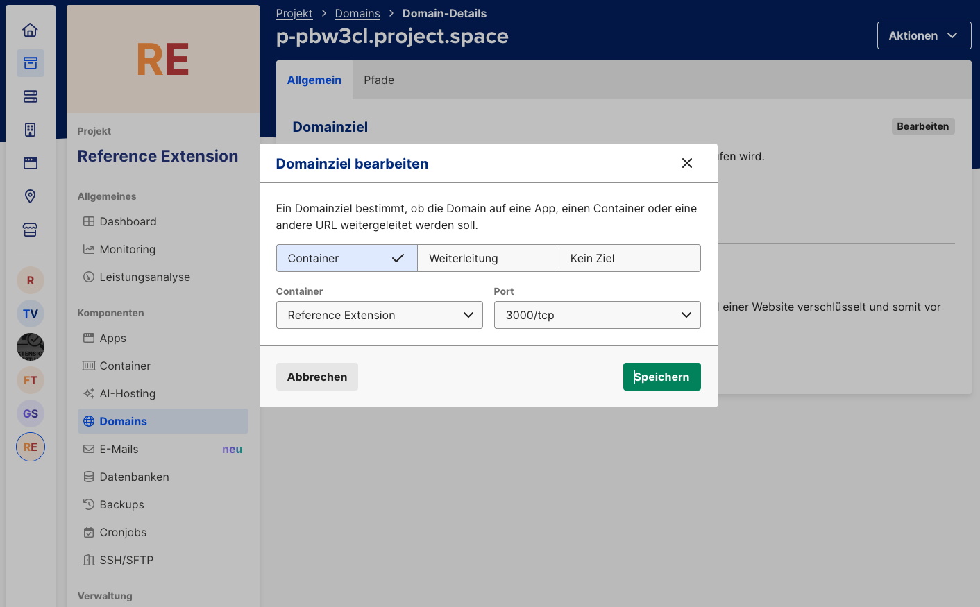 Eine Domain zuweisen