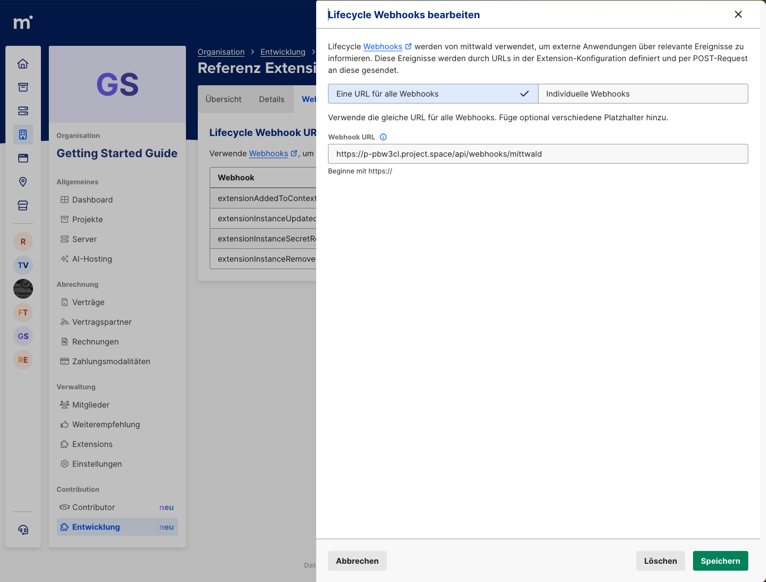 Webhook URL Prod Extension
