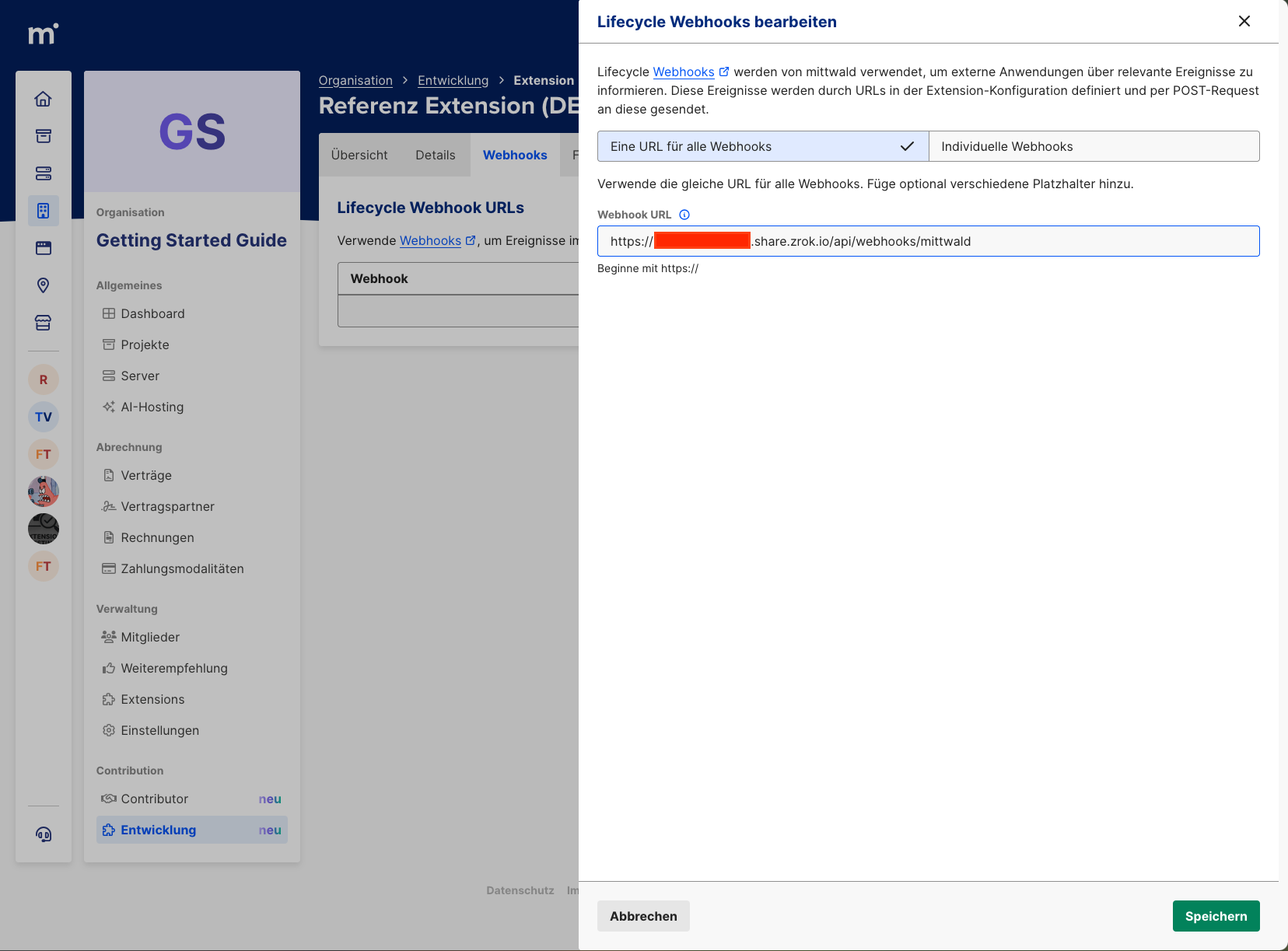 Webhook URL konfigurieren